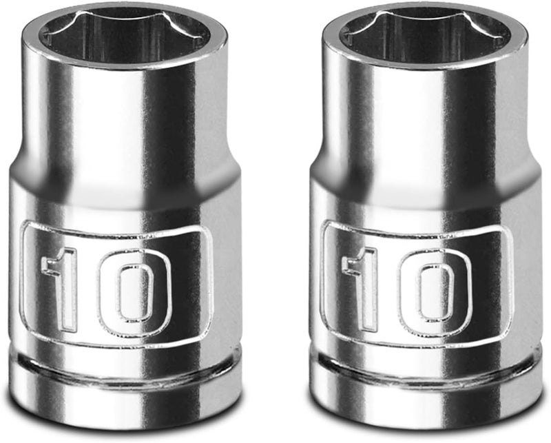 Upenjok 2PCS 3/8" Drive 6-Point Shallow Metric Socket 10mm, Cr-V Steel - Image 1